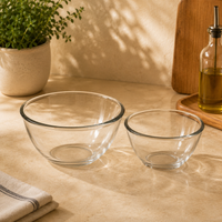 PASABAHCE Borcam Hitzbeständiges Glas für Backofen und Mikrowelle 2er