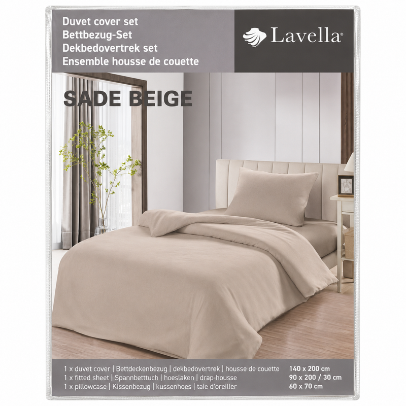 LAVELLA SADE BEIGE BETTBEZUG SET 140x200 CM 3-tlg.
