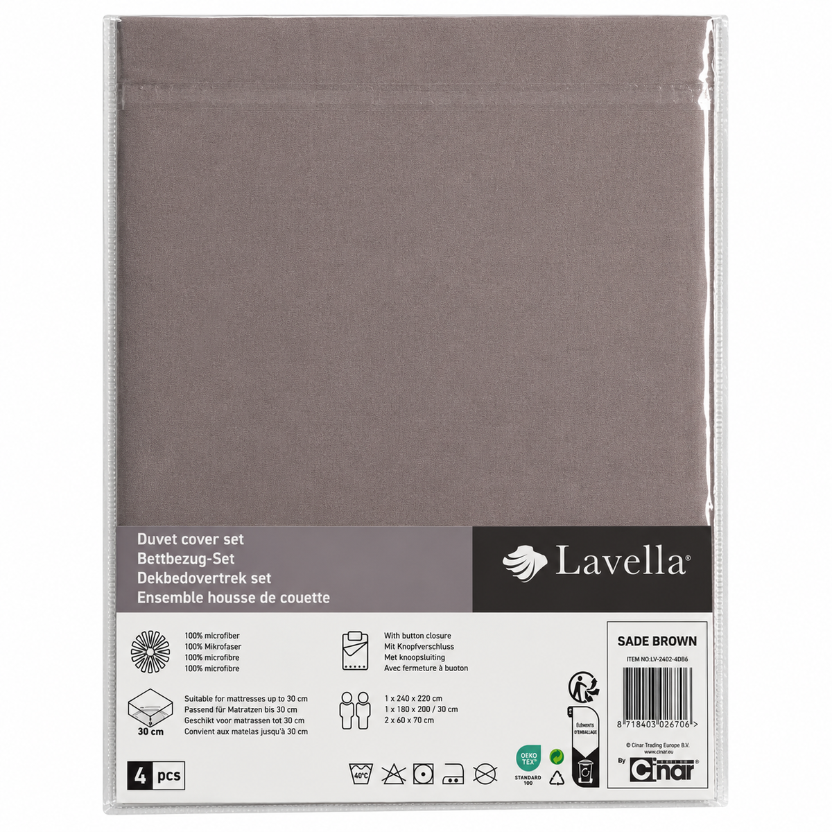 LAVELLA SADE BRAUN BETTBEZUG SET 240x220cm 4-tlg.