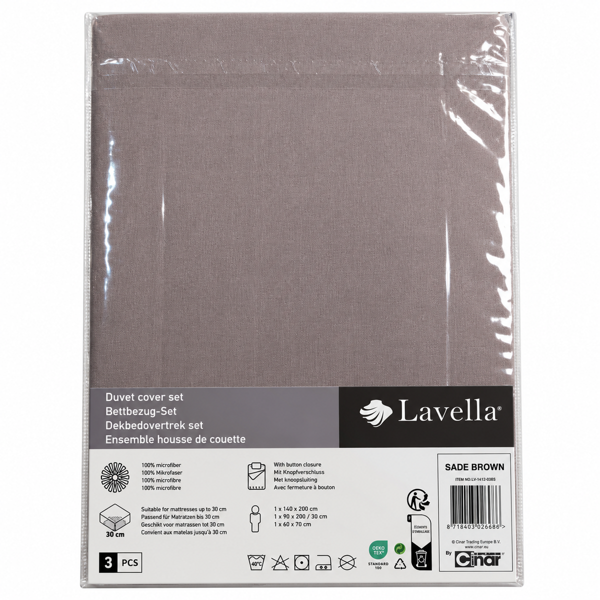LAVELLA SADE BRAUN BETTBEZUG SET 140x200cm 3-tlg.