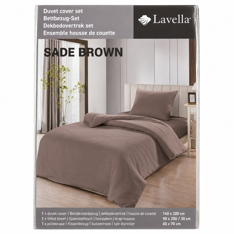 LAVELLA SADE BRAUN BETTBEZUG SET 140x200cm 3-tlg.