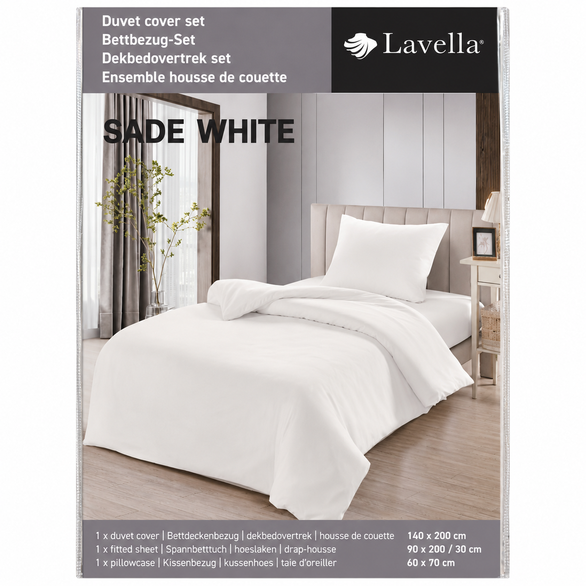 LAVELLA SADE WHITE BETTBEZUG SET 140x200cm 3-tlg.