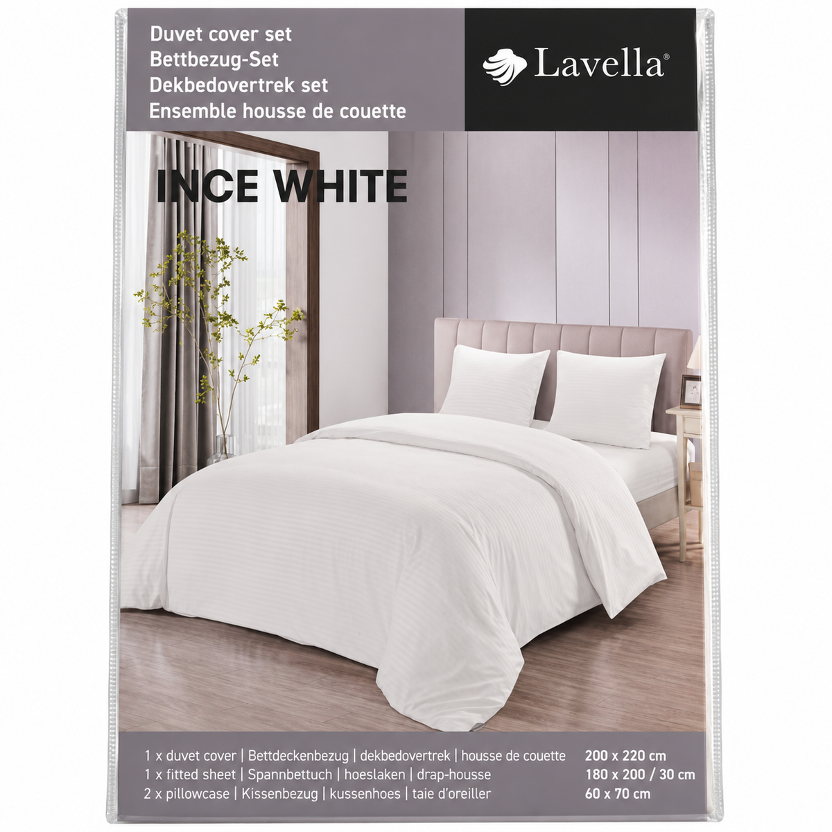 LAVELLA SADE WHITE BETTBEZUG SET 200x220cm 4-tlg.