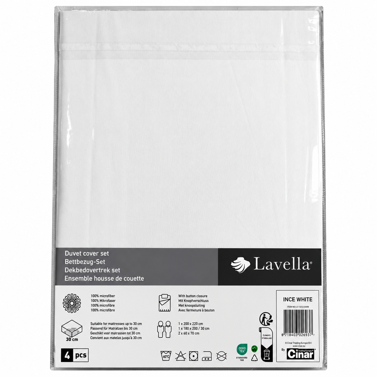 LAVELLA SADE WHITE BETTBEZUG SET 200x220cm 4-tlg.