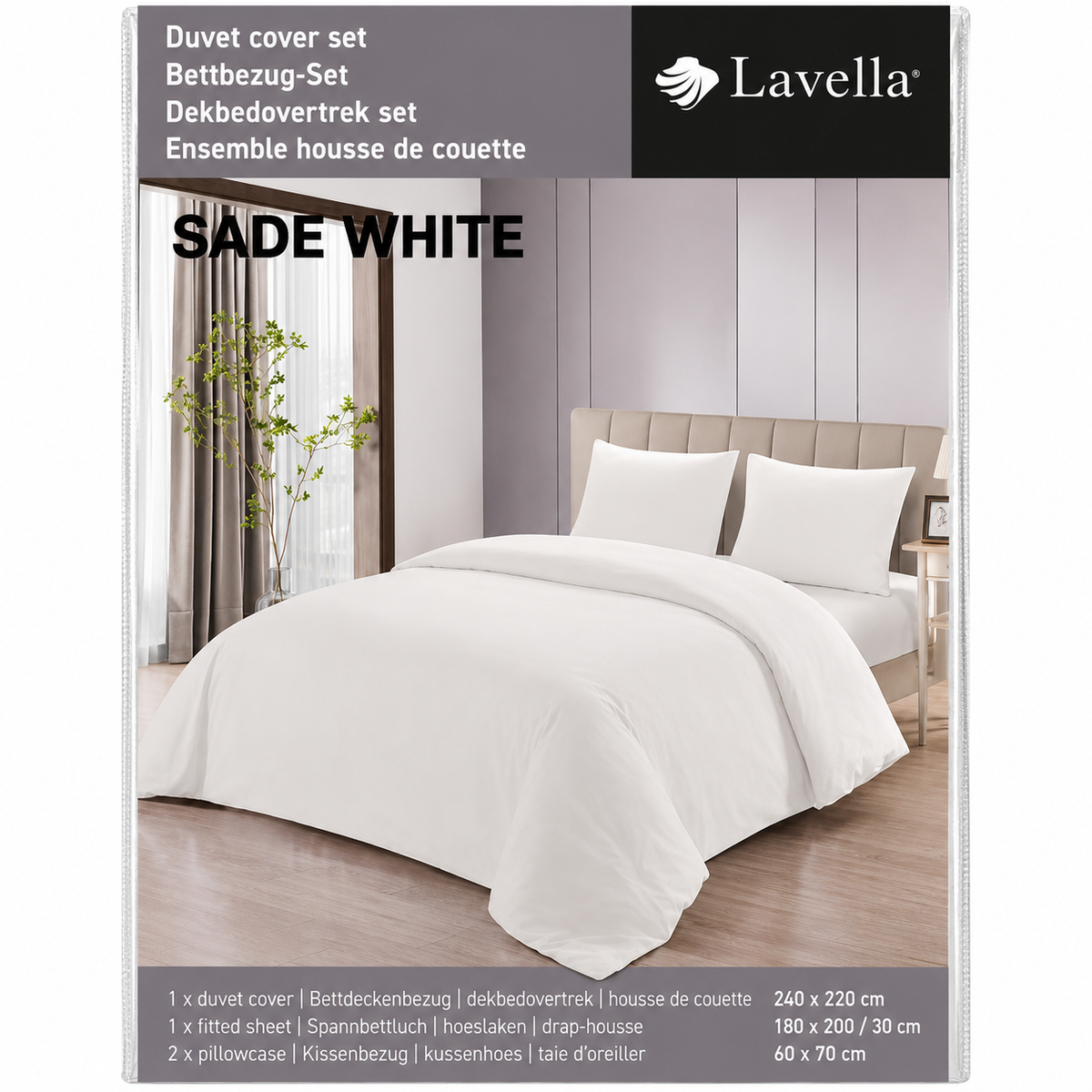 LAVELLA SADE WHITE BETTBEZUG SET 240x220cm 4-tlg.