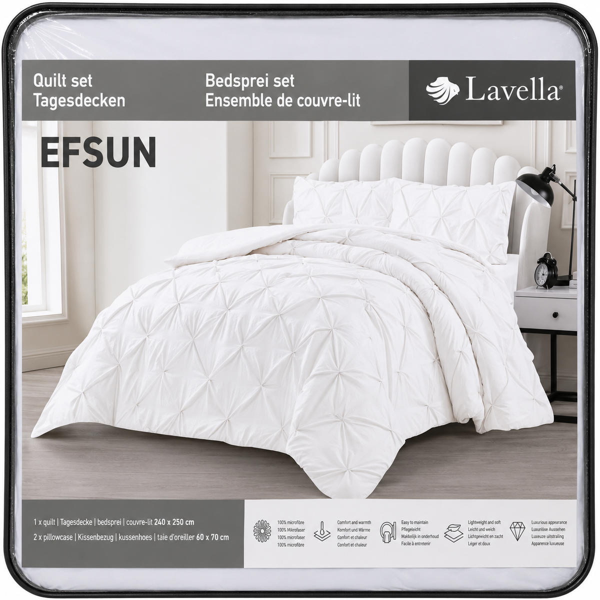 LAVELLA EFSUN TAGESDECKE SET 240x250cm weiß 3-tlg.