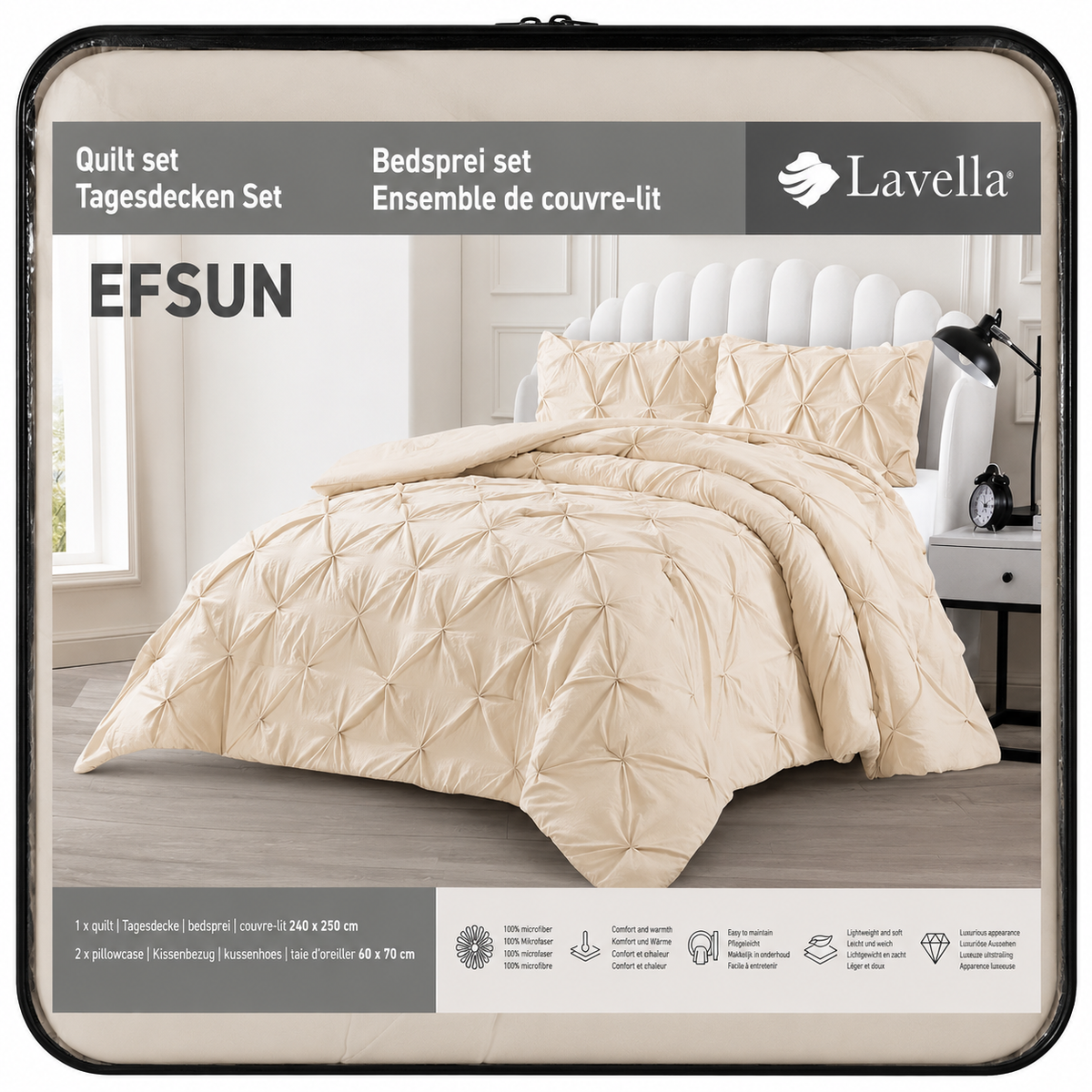 LAVELLA EFSUN TAGESDECKE SET 240x250cm beige 3-tlg.