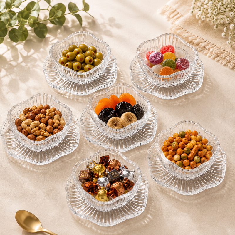 GLASSWARE Snackschalen mit Untersetzer 12-tlg.
