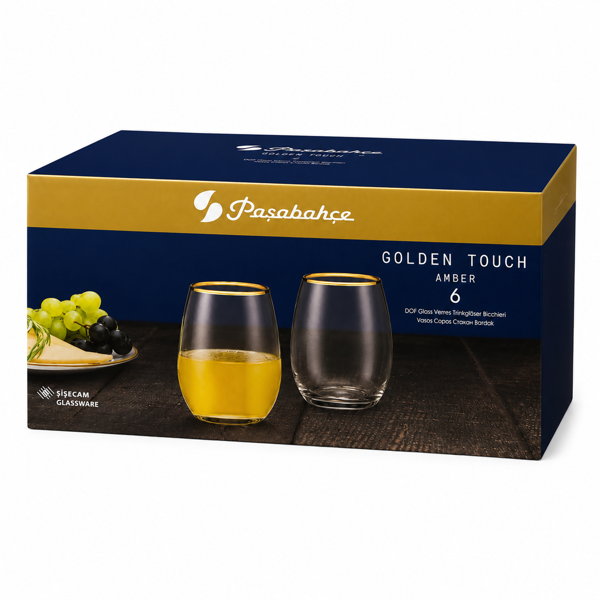 PASABAHCE Golden Touch Amber Trinkgläser 6er