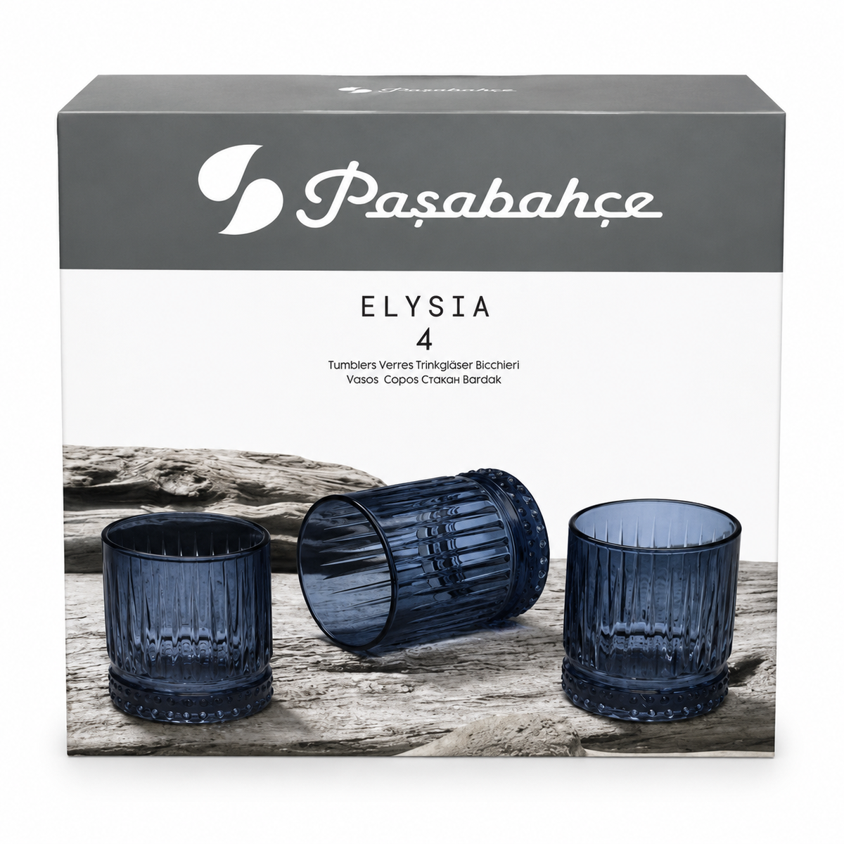 PASABAHCE Elysia Whiskygläser Blau 4er