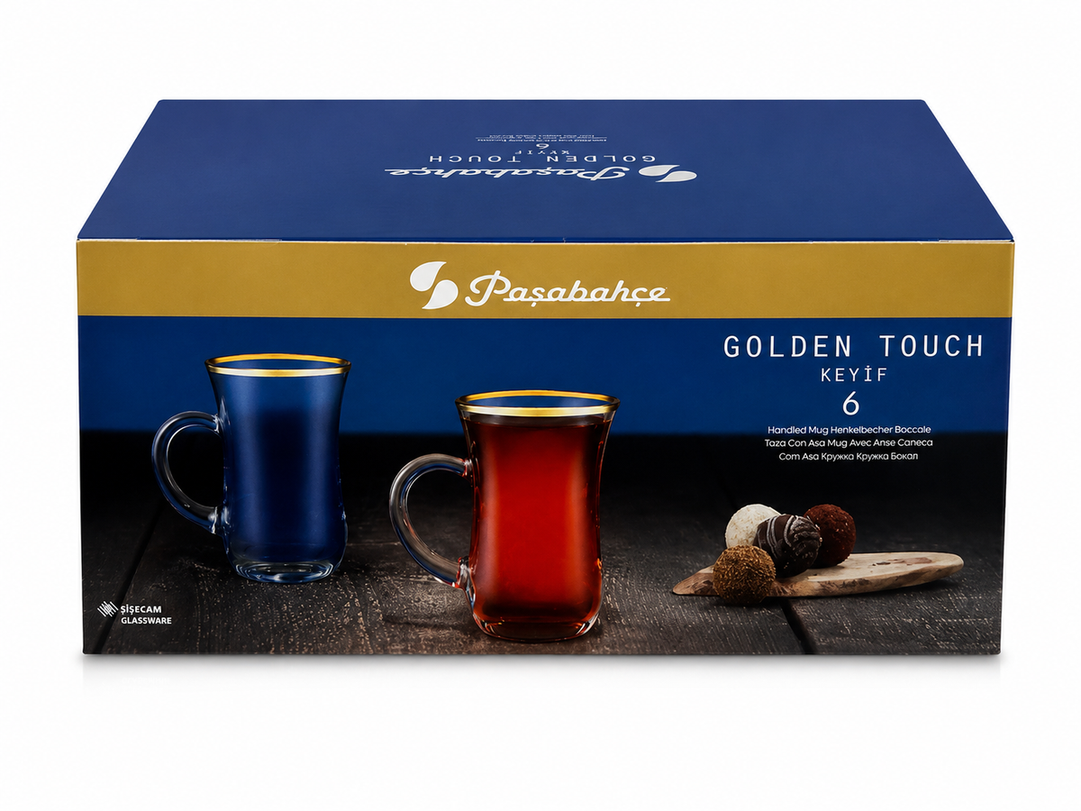 PASABAHCE Golden Touch Keyif Teehenkelgläser 6er