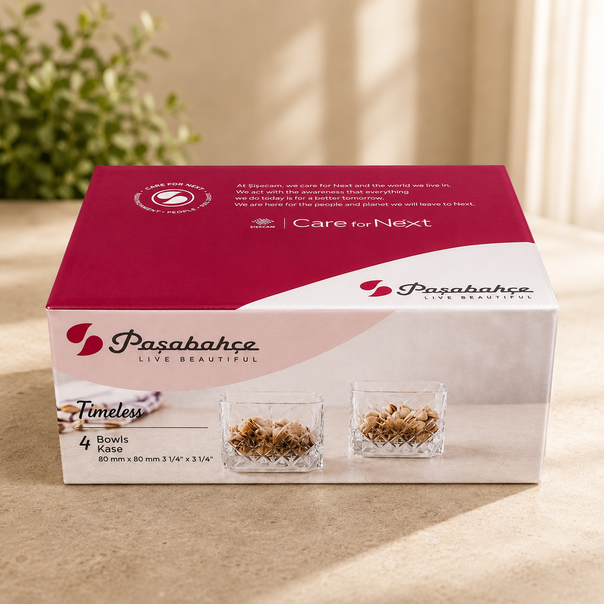 PASABAHCE Timeless Snackschalen Eckig 4er