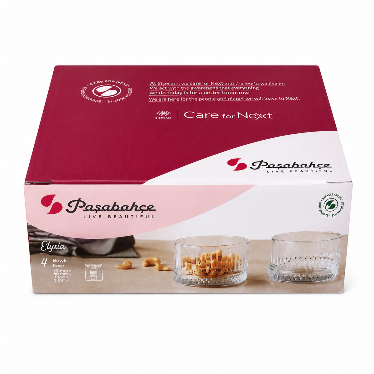 PASABAHCE Elysia Snackschalen Rund 4er