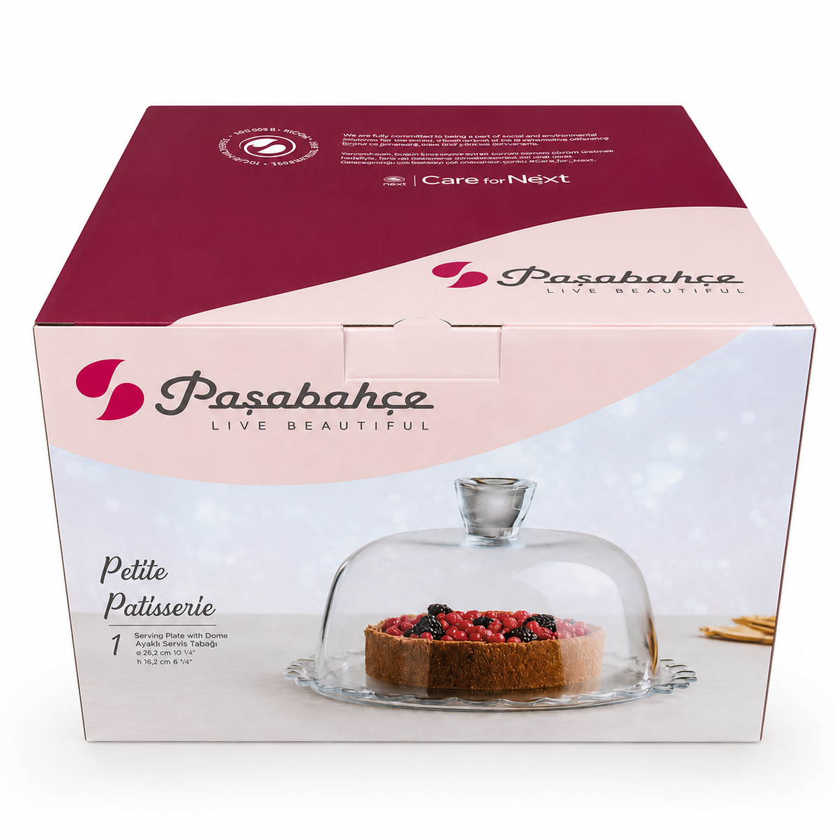 PASABAHCE Petite Patisserie Service Tablett mit Deckel