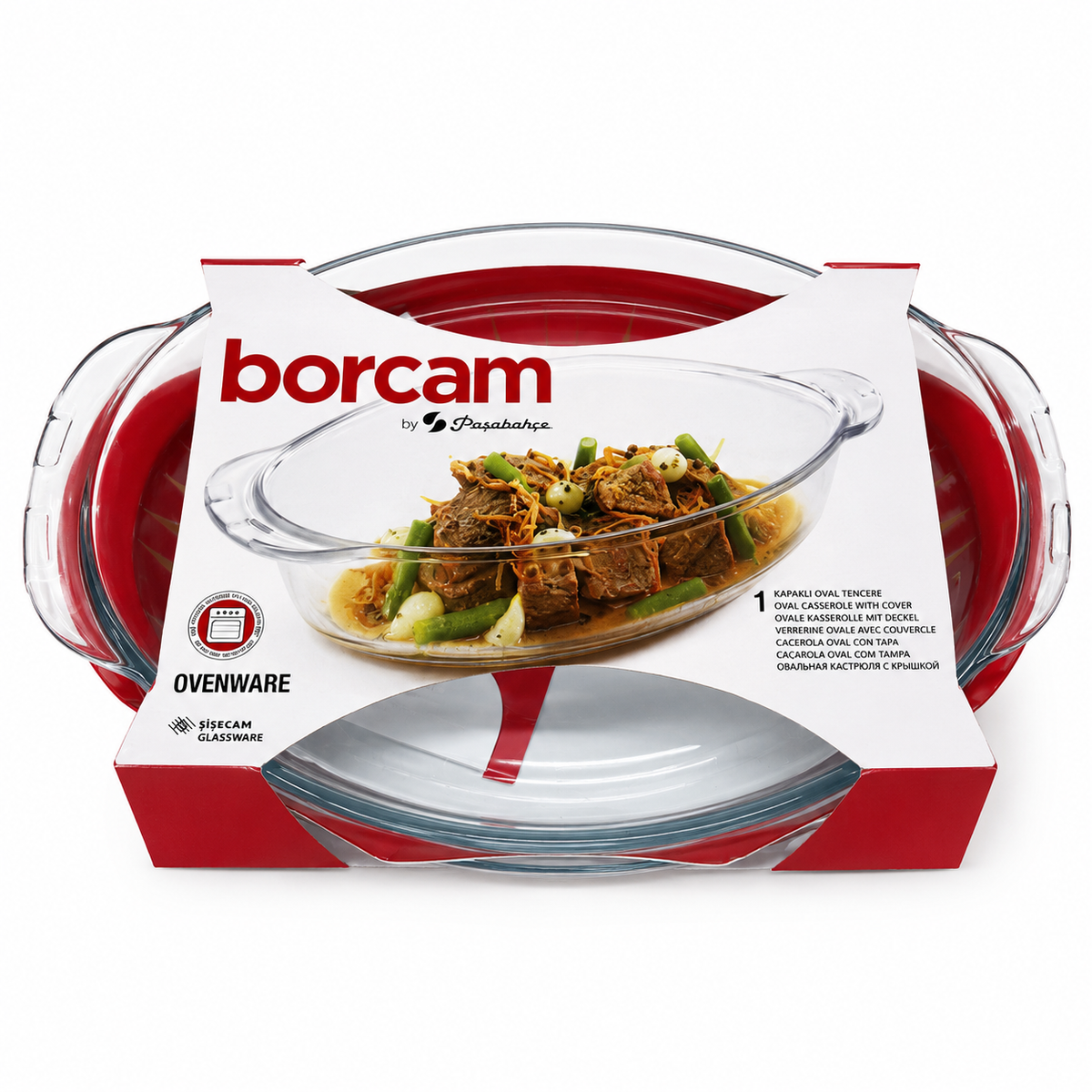 PASABAHCE Borcam Ovale Kasserolle mit Deckel
