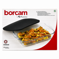 PASABAHCE Borcam Rechteckige Schale mit Plastikdeckel