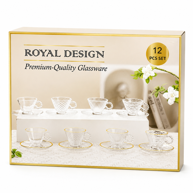 ROYAL DESIGN Tee/Kaffee Glas Set 180ml 12-tlg.