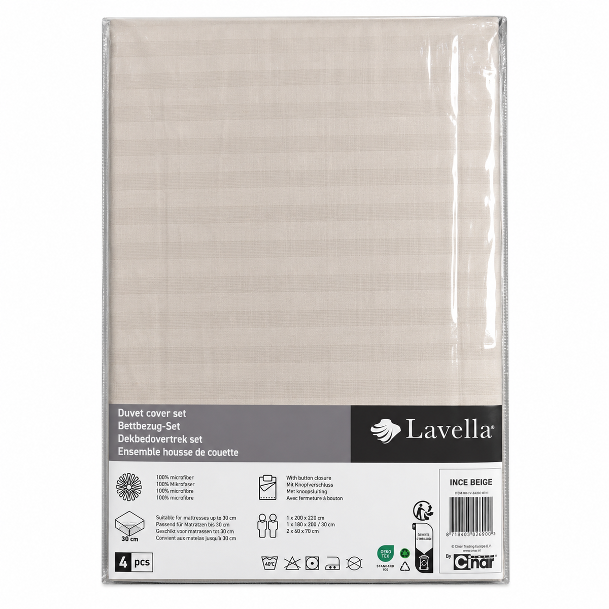 LAVELLA INCE BETTBEZUG SET 200x220cm 4-tlg.
