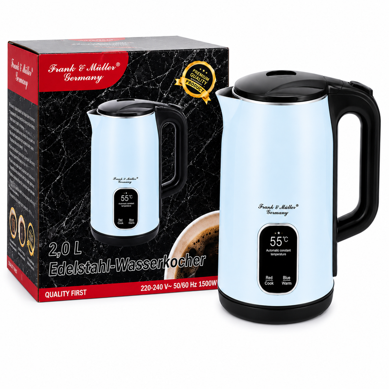 FRANK MÜLLER Edelstahl Wasserkocher 2L 1500W