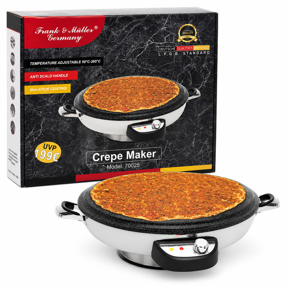 FRANK MÜLLER Crepe Maker / Elektrische Crêpe-Platte 2300W