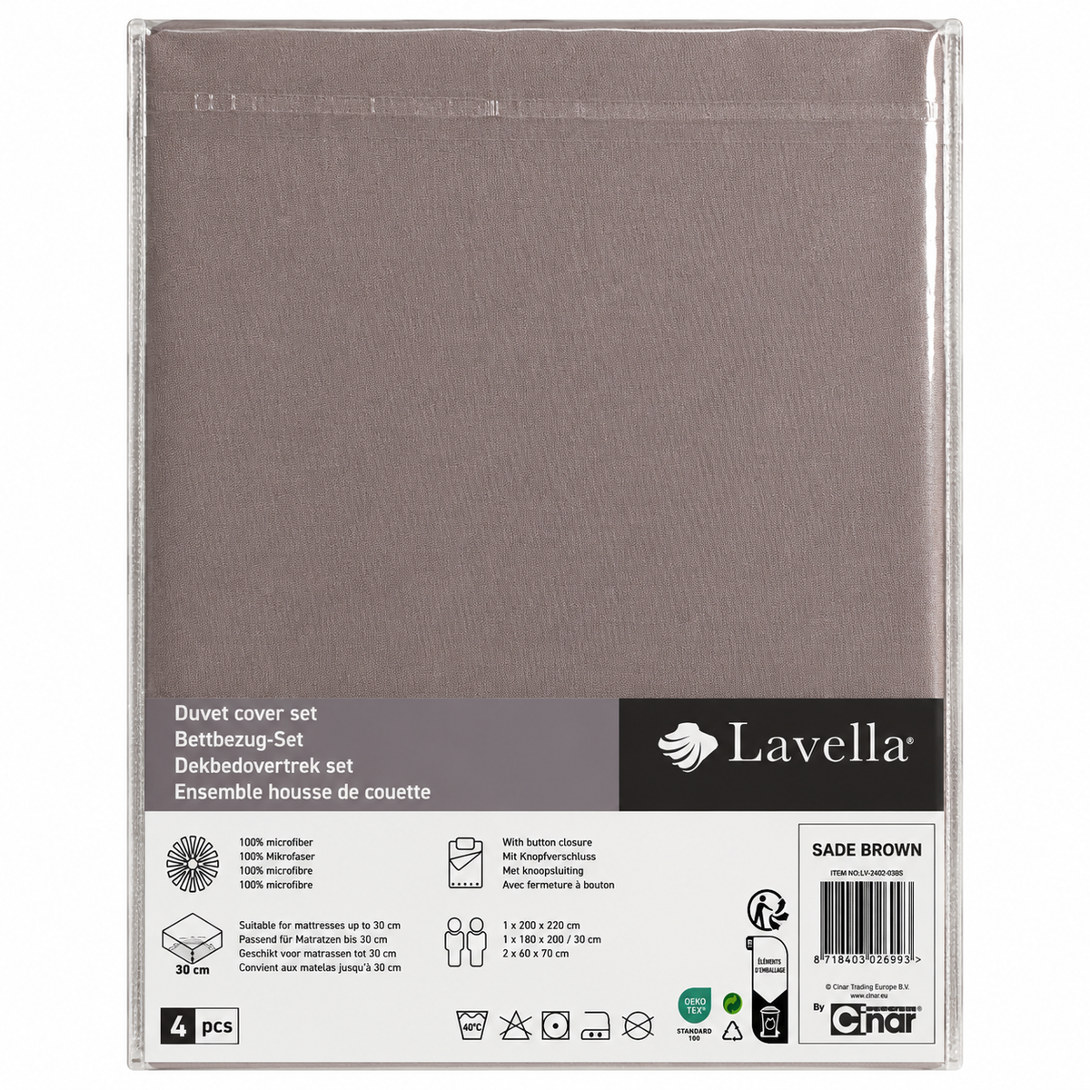 LAVELLA SADE BRAUN BETTBEZUG SET 200x220cm 4-tlg.