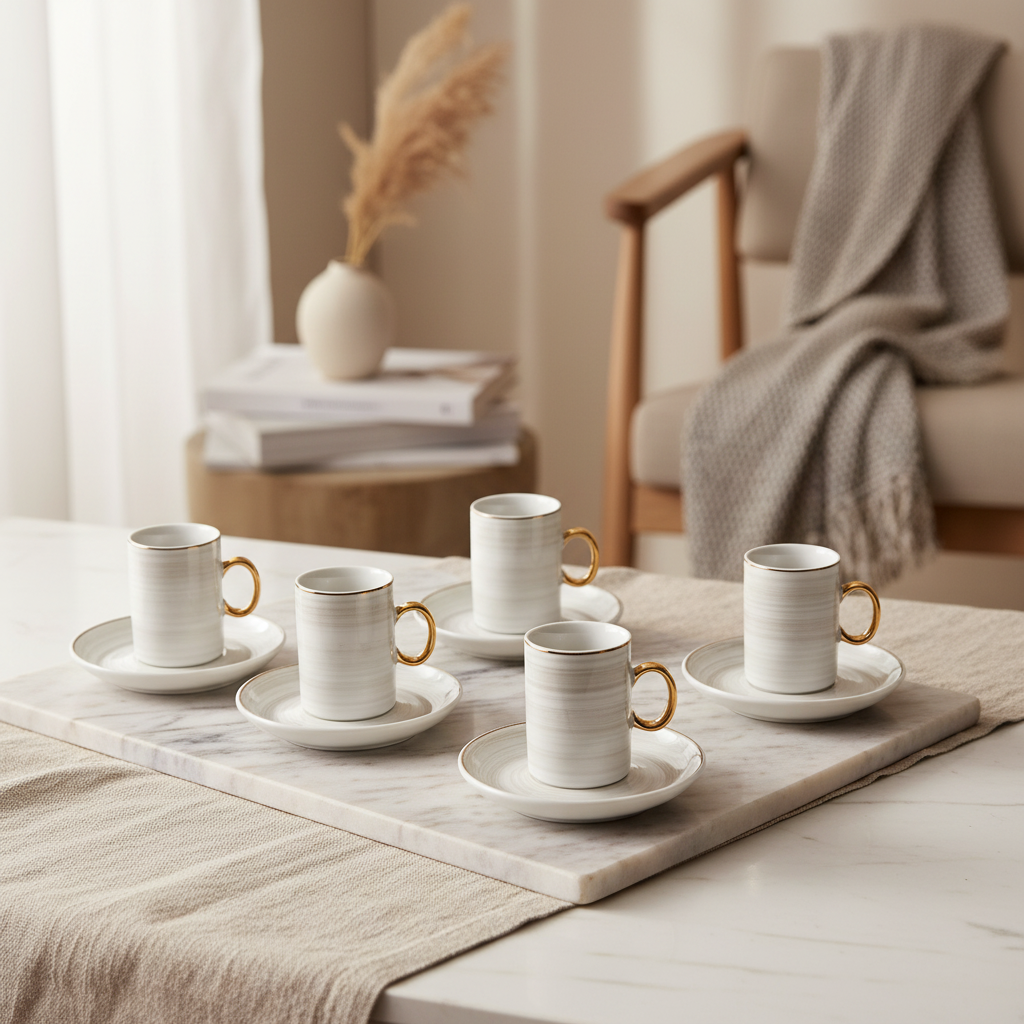 BRICARD Espresso Set Weiß-Grau-Gold