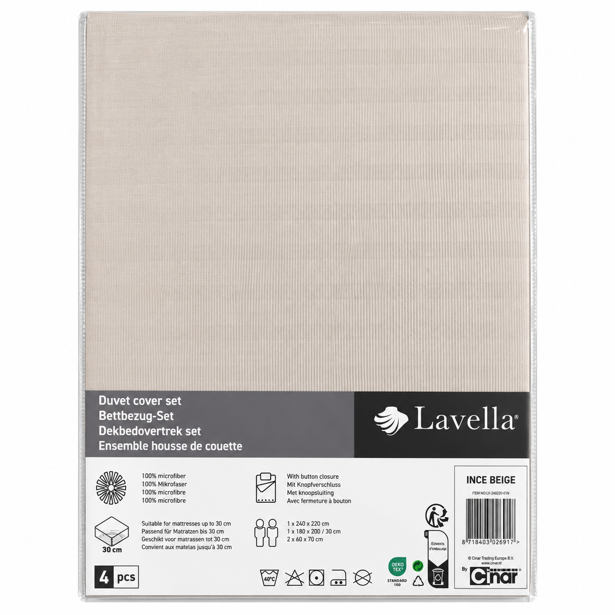 LAVELLA INCE BETTBEZUG SET 240x220cm 4-tlg.