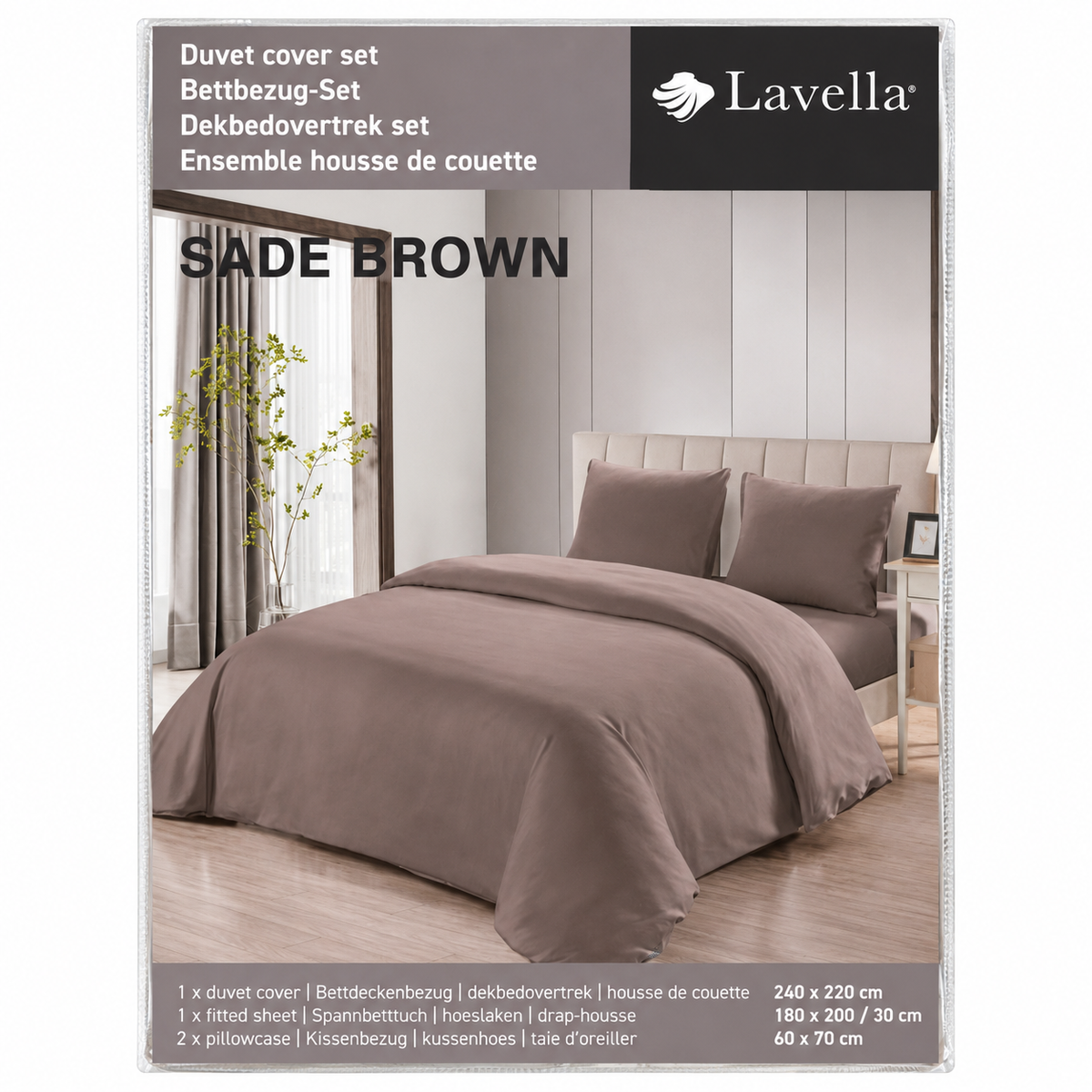 LAVELLA SADE BRAUN BETTBEZUG SET 240x220cm 4-tlg.
