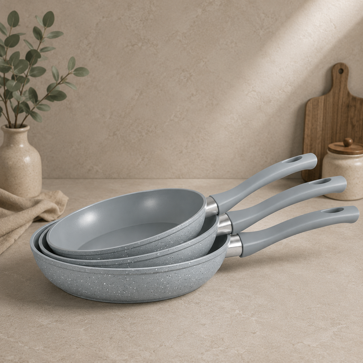 FERVEO Pfannen Set 3 Tlg. Grau